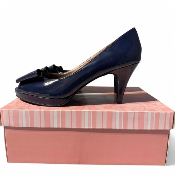 Dressbarn Women's 8.5 Blue/Navy Espadrilles Heels New Girl Boss Mom wear - Picture 2 of 8